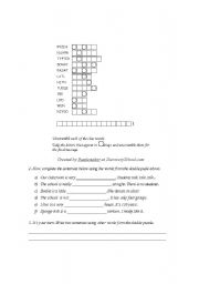 English worksheet: Adjectives crossword