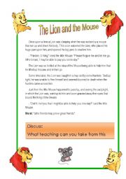 English Worksheet: The lion and the mouse