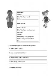 English worksheet: Dialogues