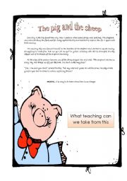 English Worksheet: The pig and the sheep