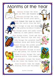 English Worksheet: Months of the Year Poem