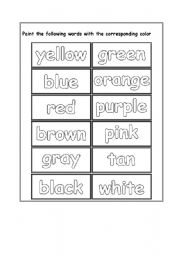 English worksheet: colors