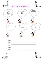 English worksheet: REPORTED SPEECH