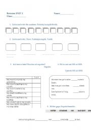 English worksheet: revision unit2 families