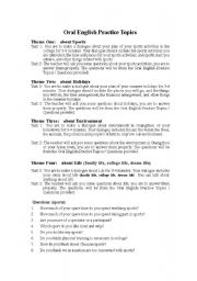 English Worksheet: Oral english practice