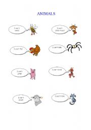 English worksheet: ANIMALS/CANT