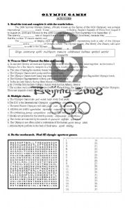 English Worksheet: The Olympic Games 2/2