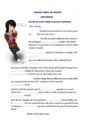 English Worksheet: PRESENT SIMPLE OR PRESENT CONTINUOUS