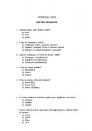 English worksheet: cultural quiz