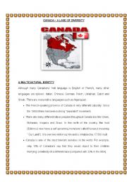 English Worksheet: Canada. A land of diversity.