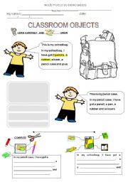 English Worksheet: classroom objects