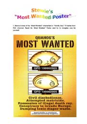 English Worksheet: Most Wanted Poster