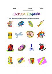English Worksheet: School Objects and Introduction to the study of Verb There to Be