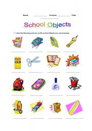 English Worksheet: School Objects and Introduction to the study of Verb There to Be