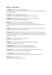 English worksheet: Definitions - Types of people