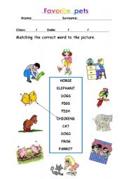 English Worksheet: Favorite  pets