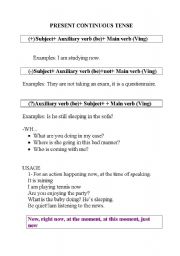 English worksheet: present continuous