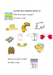 English Worksheet: Clothes and seasons match up