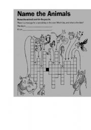 English Worksheet: crossword