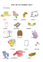 English Worksheet: What are you wearing today? (with words)