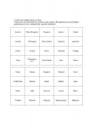 English Worksheet: country and capital pairing activity
