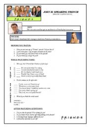 English Worksheet: FRIENDS Joey is speaking French