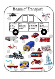 English Worksheet: Means of Transport