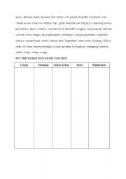 English worksheet: crime related vocabulary sheet