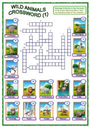 English Worksheet: Wild Animals Crossword (1 of 2)