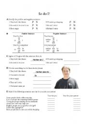 English Worksheet: So do I