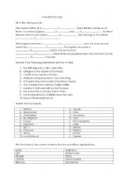 English worksheet: Civilization Quiz about The UK