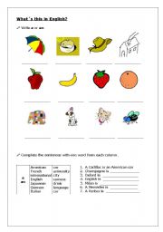 English Worksheet: A/an