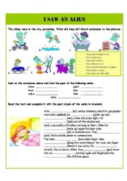 English Worksheet: I saw an alien