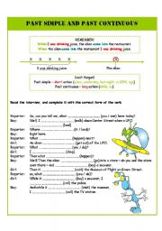 English Worksheet: Past simple and past continuous