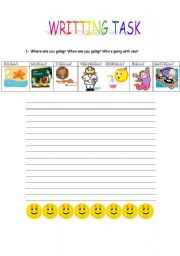 English worksheet: Writting task