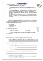 English Worksheet: Using a dictionary