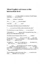 English worksheet: Mixed English Verb Tenses