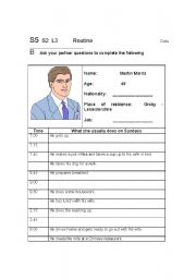 English Worksheet: routine