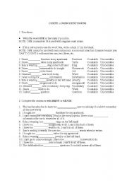 English Worksheet: COUNT AND NONCOUNT NOUNS