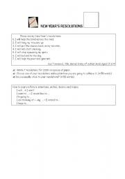 English Worksheet: New Years resolutions