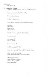 English Worksheet: Introducing oneself - phrases, listening