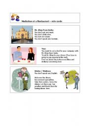 English Worksheet: Mediation at a restaurant