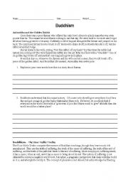 English Worksheet: Buddhism Story and The Four Noble Truths