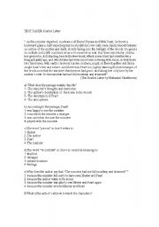 English worksheet: Reading comprehension Scarlet Letter