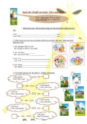 English Worksheet: Susie the Giraffe presents: likes and dislike