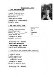 English Worksheet: Imagine-Jhon Lennon