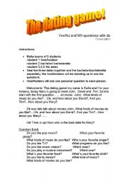 English Worksheet: YES/NO AND WH-QUESTIONS WITH DO - THE DATING GAME CONVERSATION