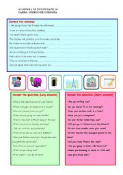 English Worksheet: Correct mistakes and answer questions