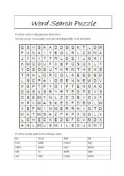 English Worksheet: Simple Past Forms - Wordsearch Puzzle 
