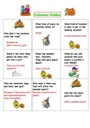 English Worksheet: Halloween Riddles   